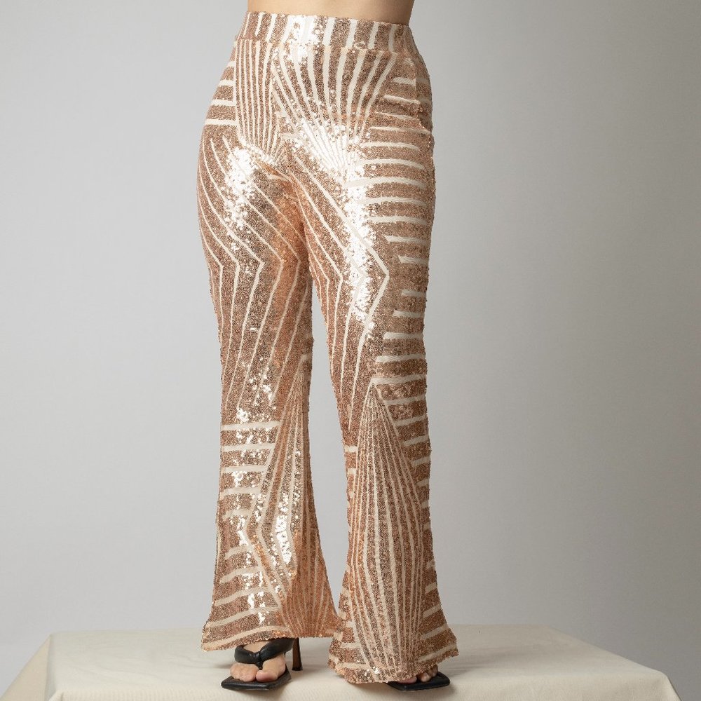 Jupiter Lane Sequin High Waist Flared Pants